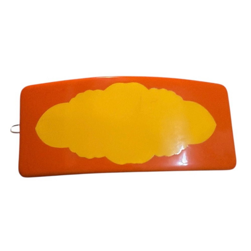 1960’s Ultra Mod French Barrette ColorBlock Orange and Yellow, 3”, Deadstock
